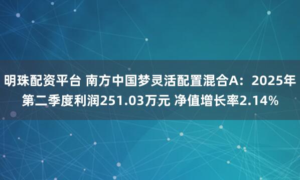 明珠配资平台 南方中国梦灵活配置混合A：2025年第二季度利润251.03万元 净值增长率2.14%